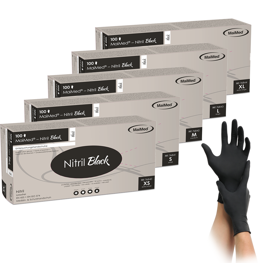 MaiMed-Nitril Black Nitrilhandschuhe, Einweg, schwarz