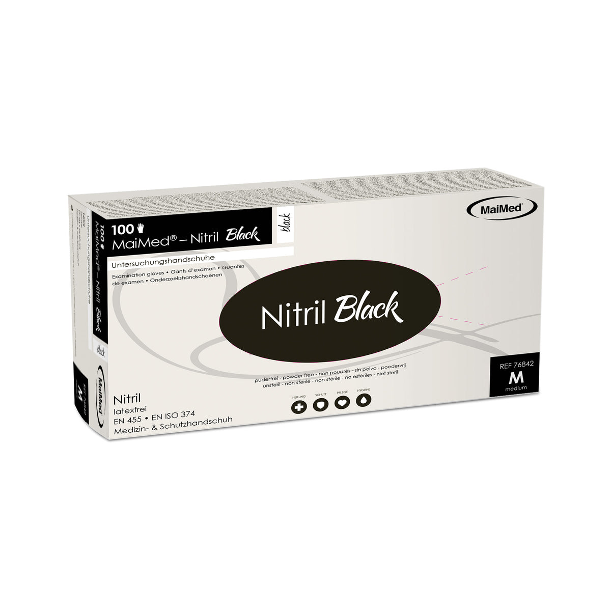 MaiMed-Nitril Black Nitrilhandschuhe, Einweg, schwarz
