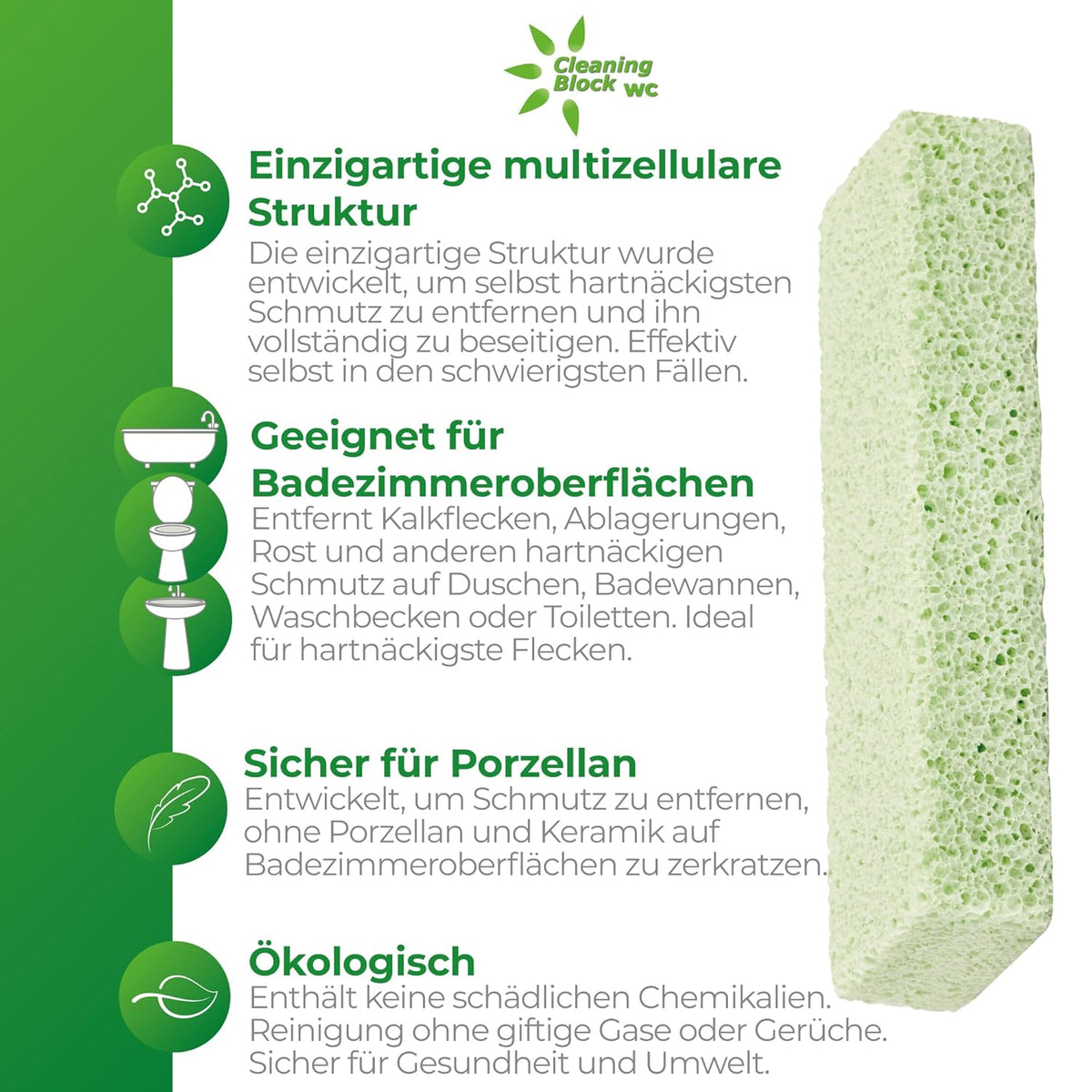 Cleaning Block grüner Bimsstein, 4er Pack