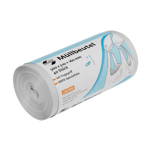 DEISS UNIVERSAL PLUS Müllbeutel mit Tragegriff 30 Liter, HDPE