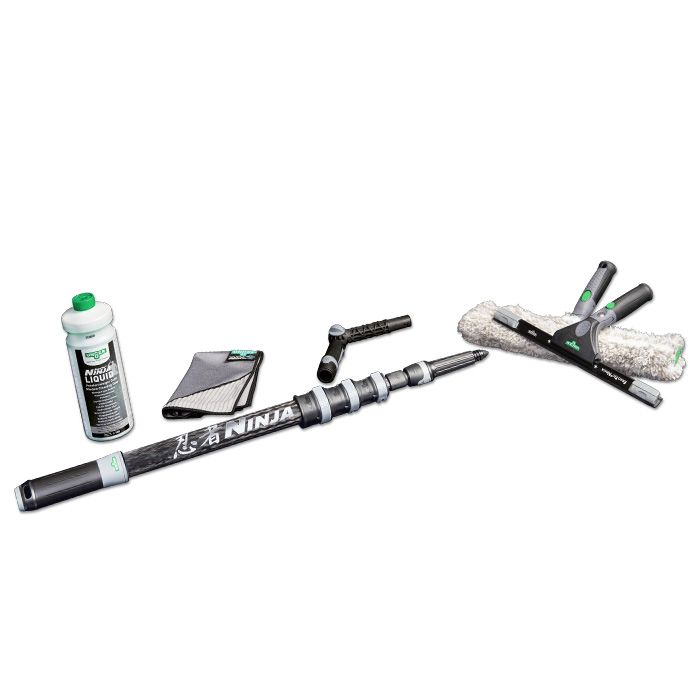 UNGER NINJA 6in1 Fensterputz Set, mit Carbon-Stangen – 1 Set