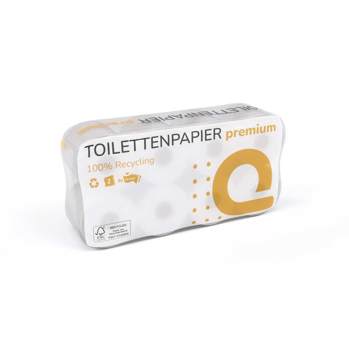 Toilettenpapier Kleinrolle, 2-lagig, 250 Blatt, Recycling, 8 Rollen