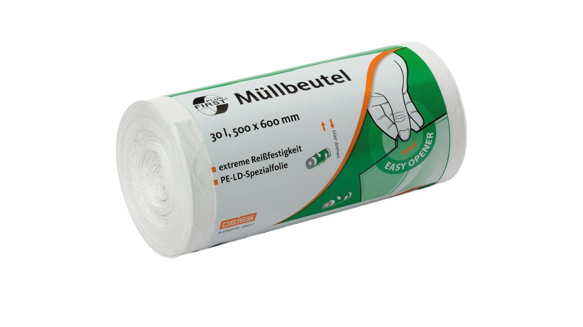 Deiss Abfallbeutel 30 Ltr. weiß, LDPE/First Plus 36021, 36 Rollen
